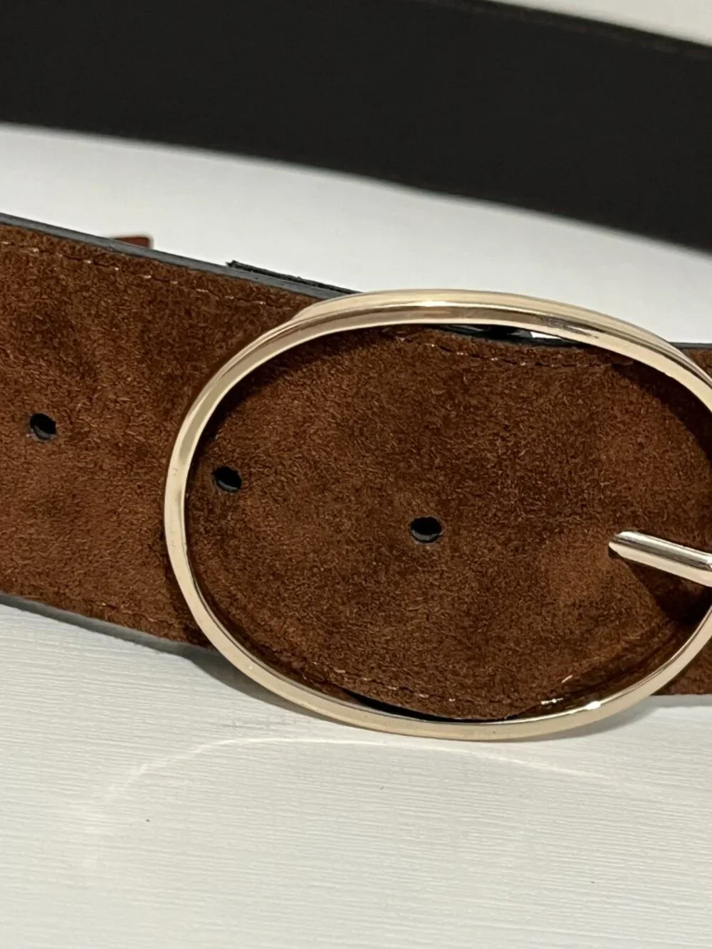 Artisan Italy Made Leather Suede Belt 95/38 Brown Western Boho Old Money